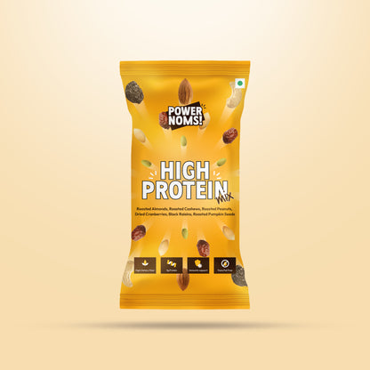 powernoms high protein nuts mix packet - front packet image